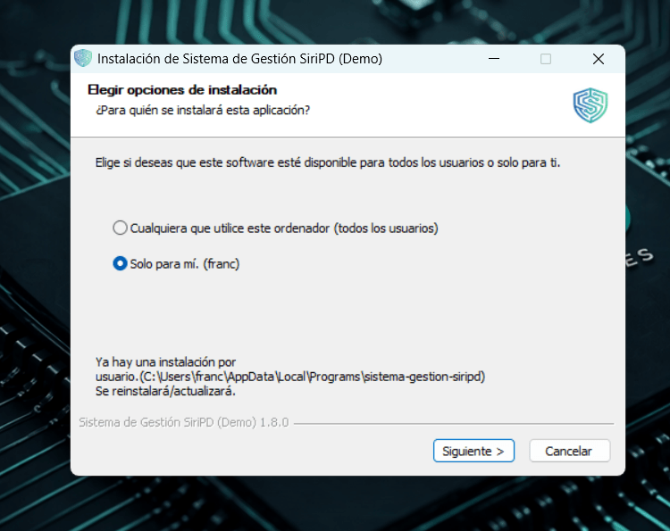 Instalación de SiriPD en Windows